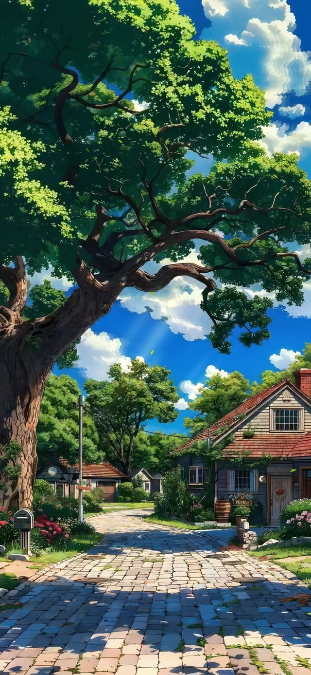 护眼乡村小镇榕树