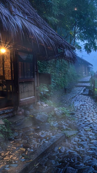 雨天树木