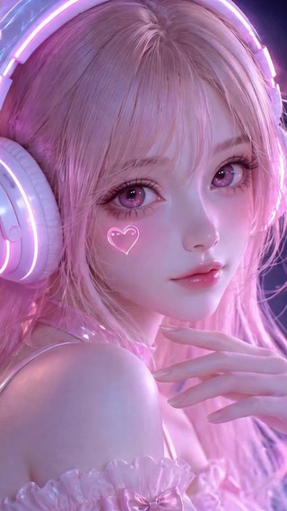 梦幻粉发赛博甜酷美少女