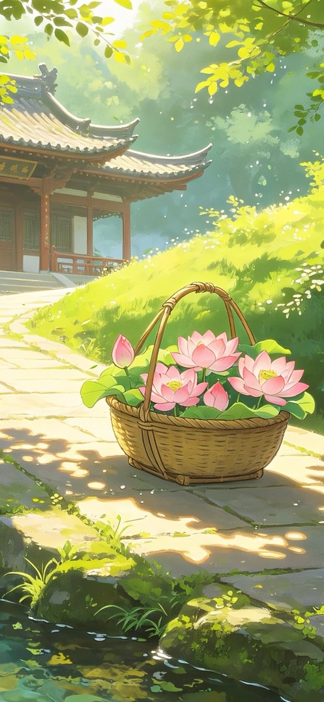 溪边绿树成荫的小路