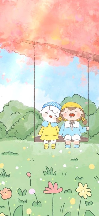 唯美治愈小可爱荡秋千
