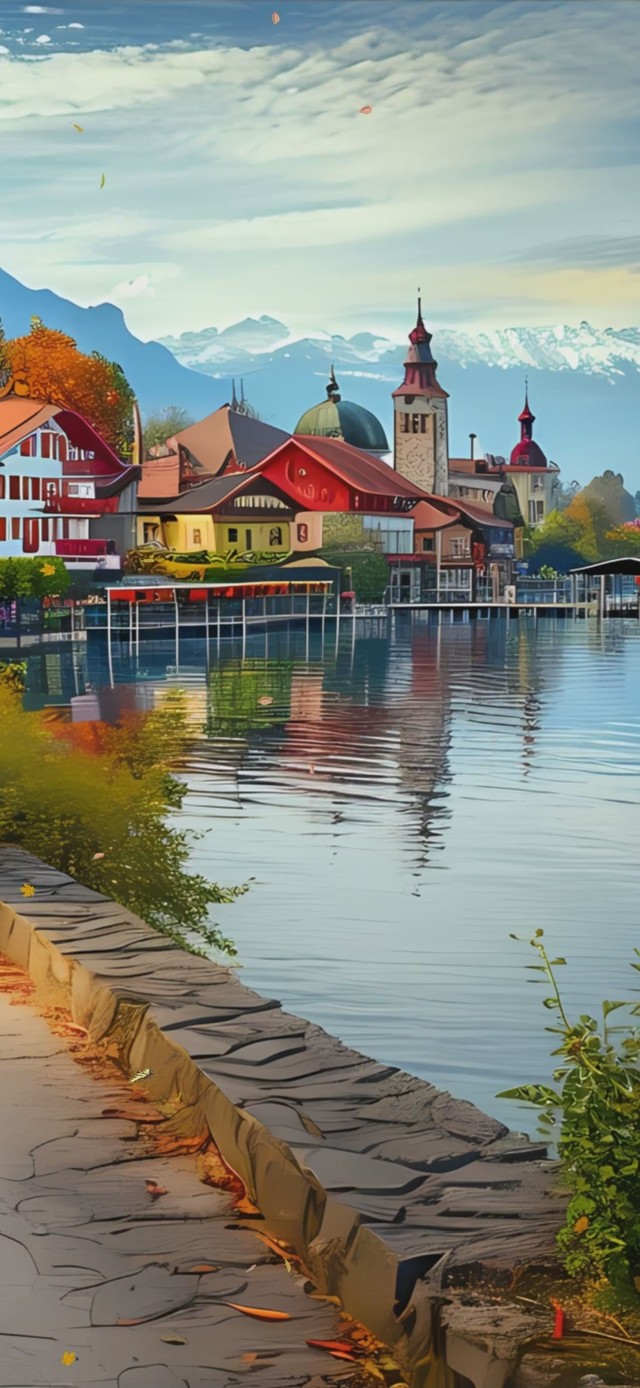 唯美治愈度假河边景色