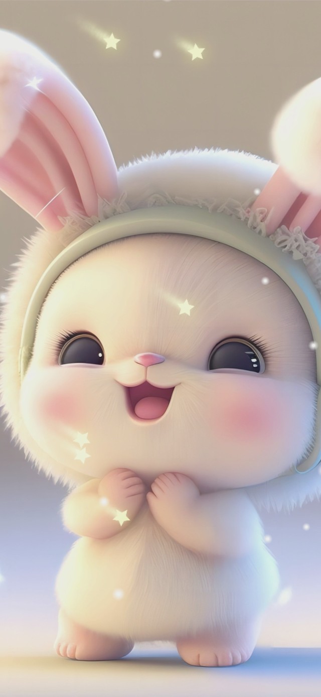 4K看见流星许愿的小萌兔