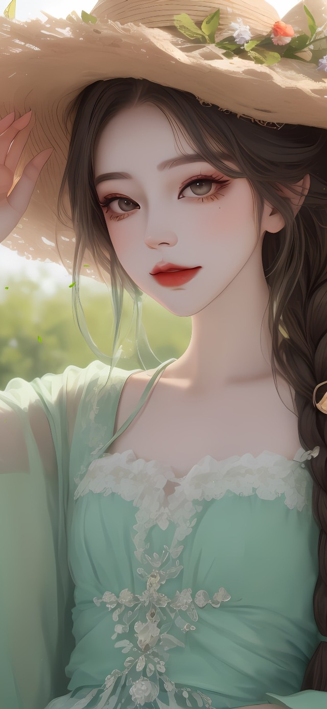 夏日小清新戴帽子女孩