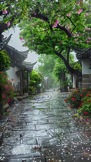 ||雨落江南，湿了青石板路