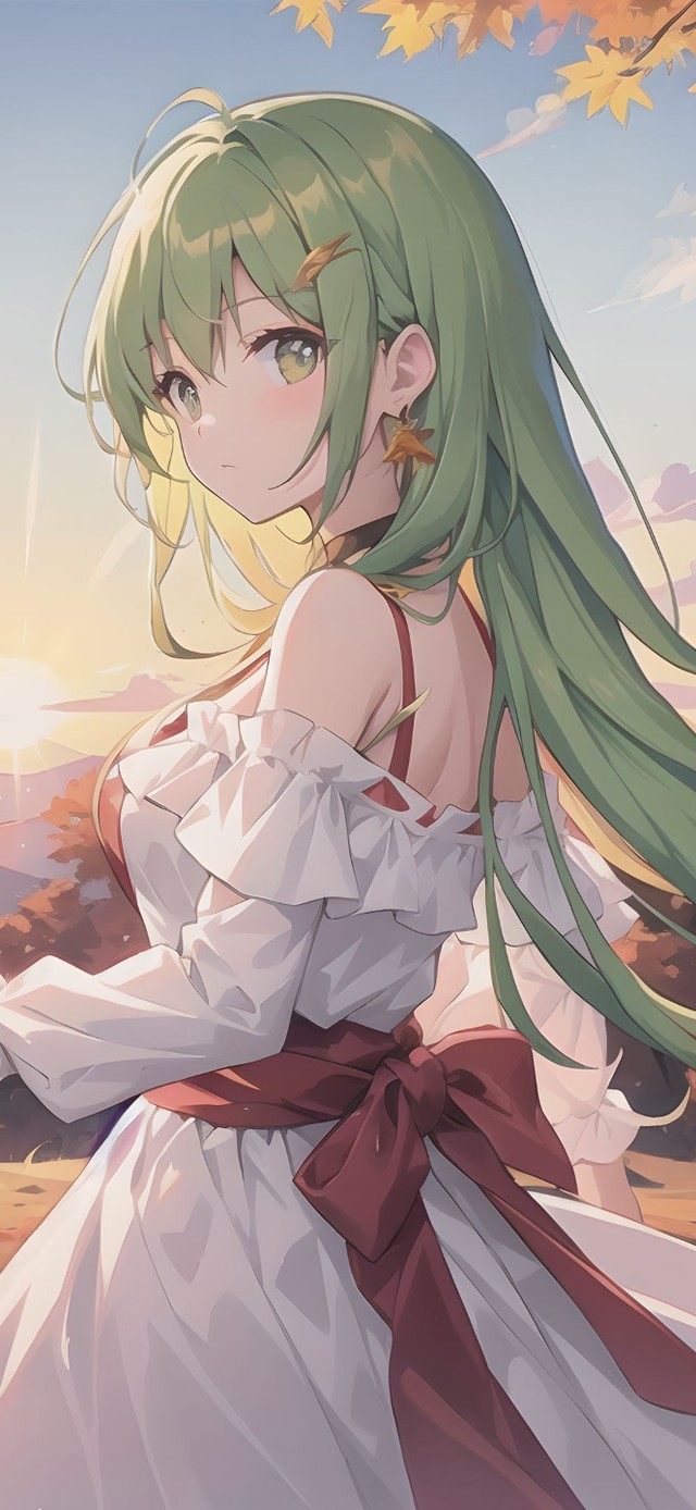 日落余晖，少女凝视