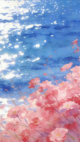 粉花与蓝海