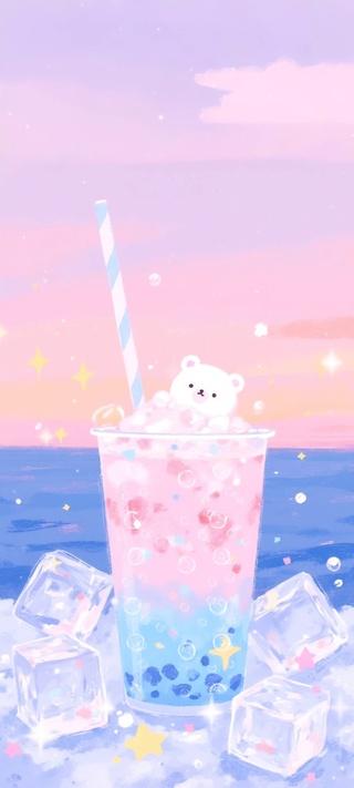 可爱萌熊·粉蓝甜饮梦幻曲