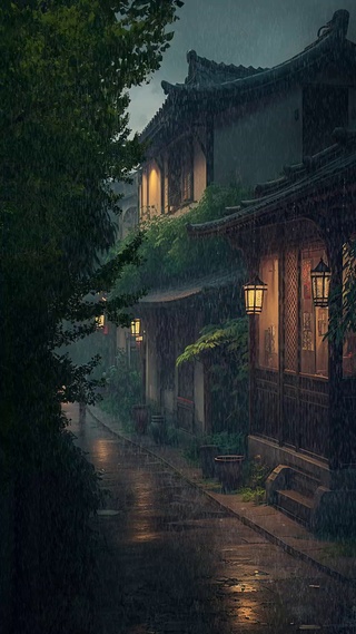 雨中景色