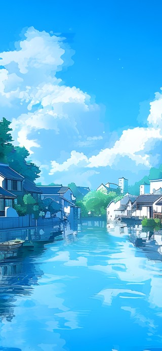 白云江南湖泊水镇