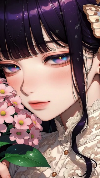 古风绣球花女孩高清4k