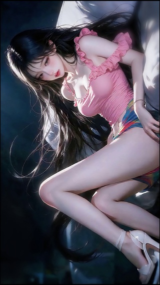 唯美粉衣长发少女