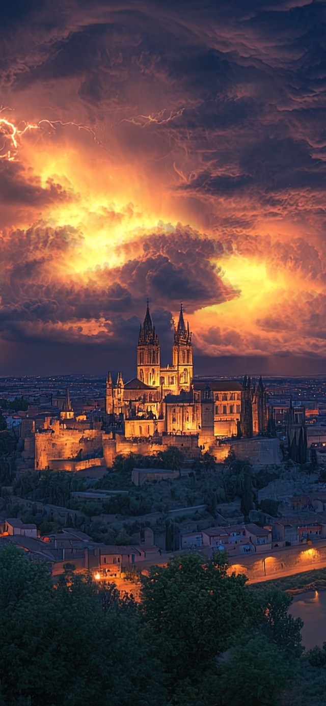 暴风雨下的古堡