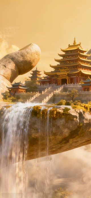 佛像掌中的寺庙