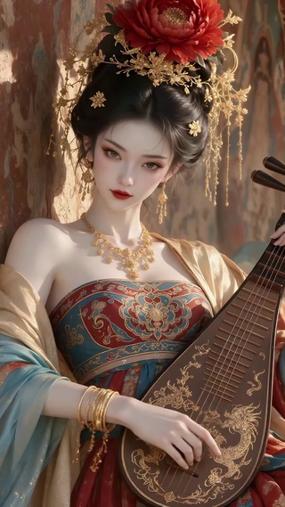 古风敦煌持琵琶美人