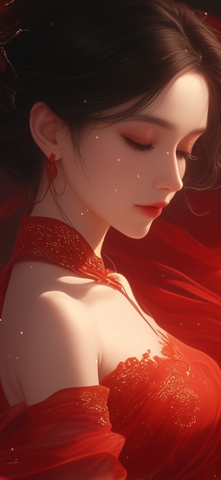 4K 红衣古风美女 3