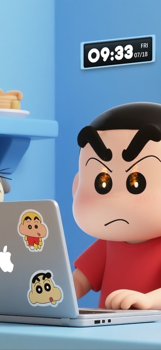 红温打工人小新+真实表盘时钟