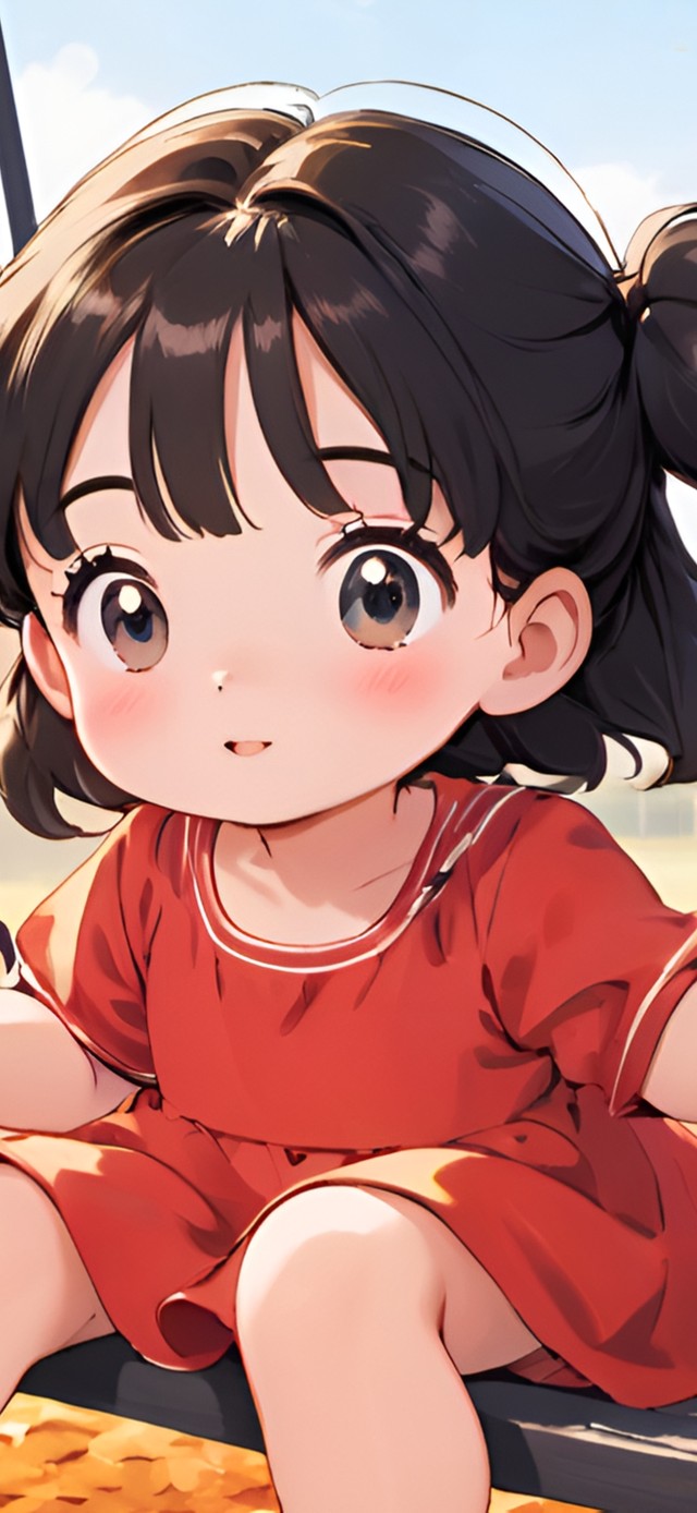 荡秋千的小女孩