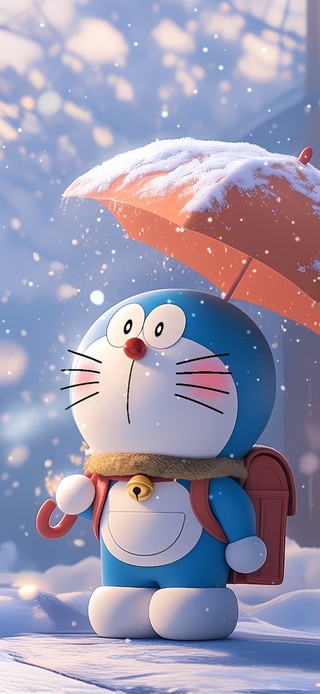 雪景中的机器猫