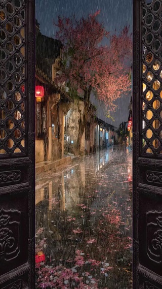 下雨天的古镇