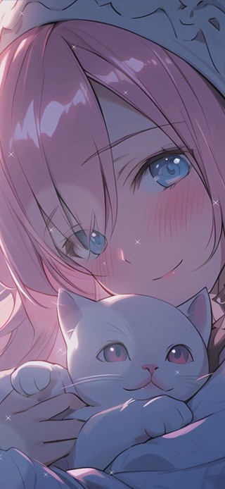 可爱猫咪与女孩