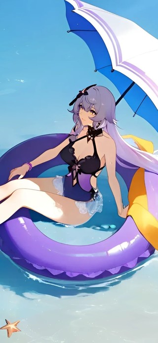 黑天鹅-海边泳装少女