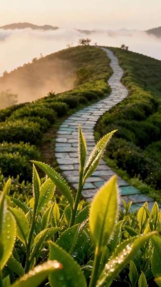 云海茶山晨雾日出