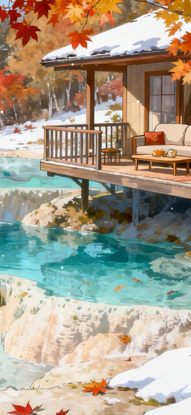 钙化池雪景小屋