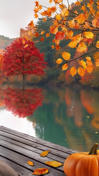 静谧深秋落叶雨