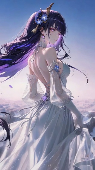 花海白纱紫发美少女