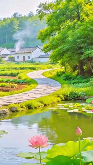 江南水乡荷塘4K