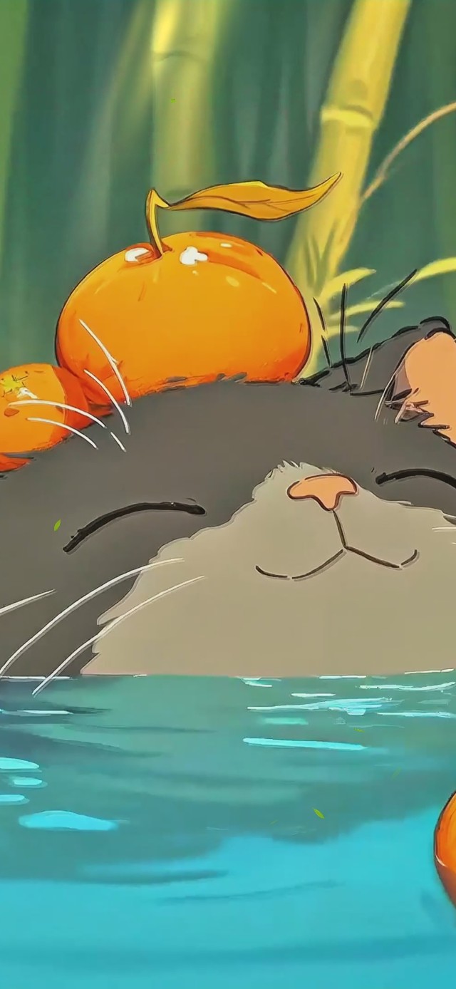 悠闲玩水的猫咪