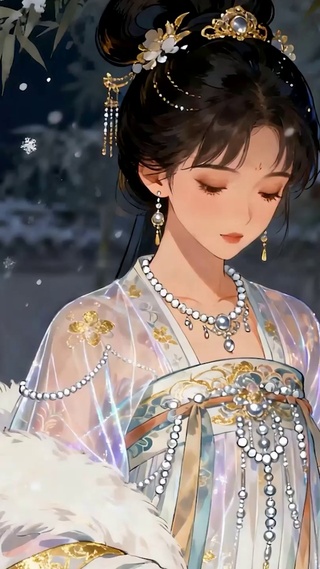 雪景古风美女
