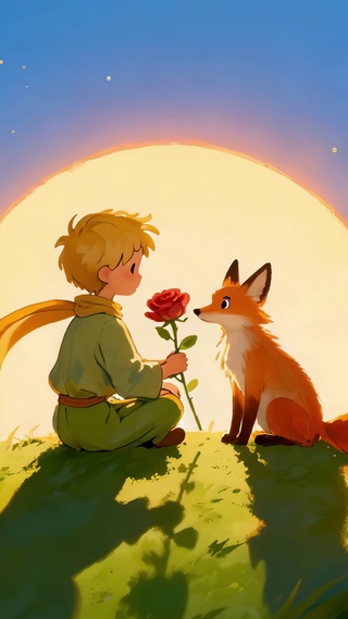 梦幻玫瑰星空狐狸小王子
