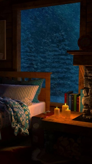 暴风雪中的温暖小屋