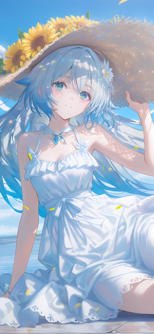 海边草帽女孩