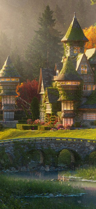 4K唯美治愈夕阳村庄风景