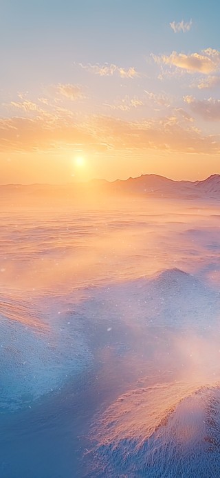 冬日薄霜雪原