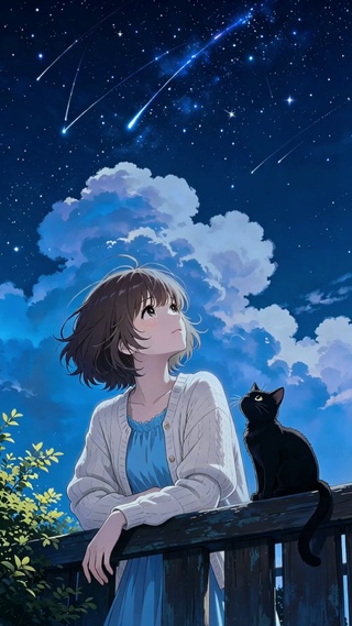 仰望星空的少女
