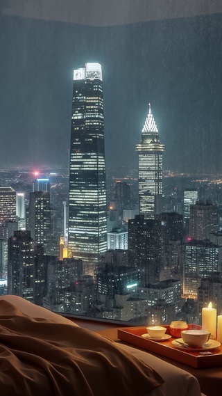 4k城市雨夜卧室助眠