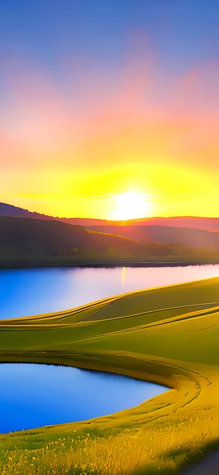 夕阳湖畔
