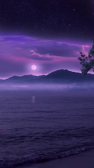 “山水醉星辰，月色照涟漪”