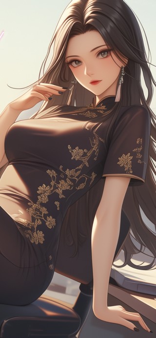 秀发飘飘长腿气质美女