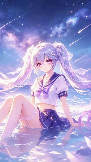星海边的双马尾JK少女