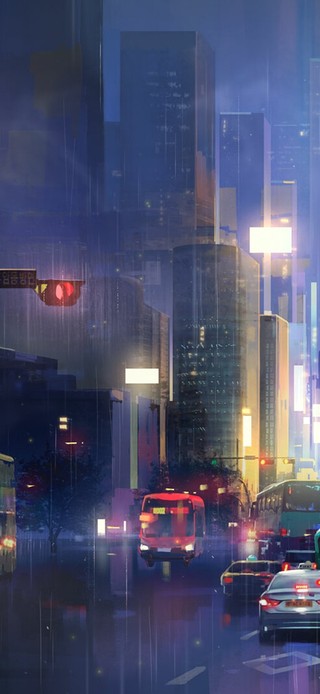 雨夜繁华城市街道