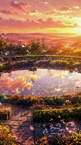 梦幻花园日落