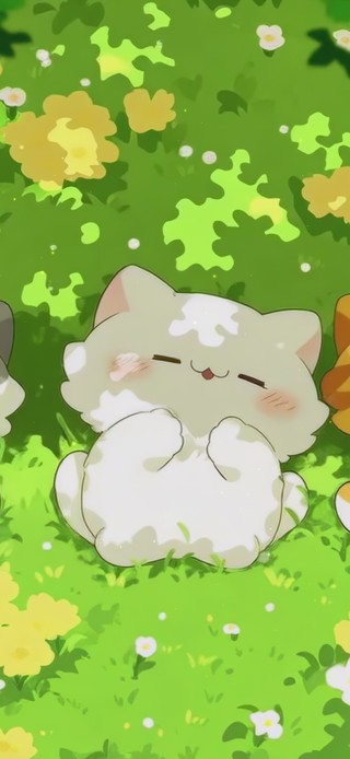 草地上的三小只猫咪