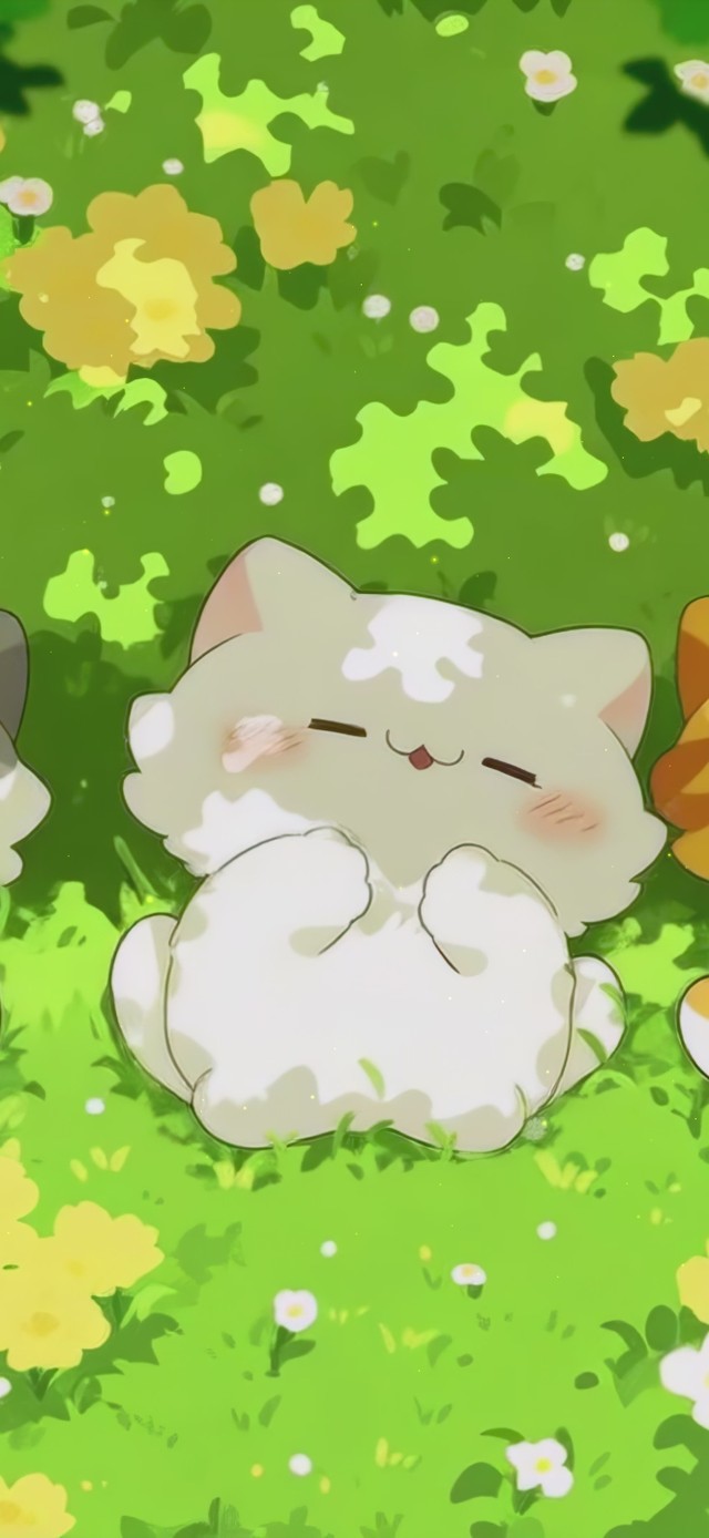 草地上的三小只猫咪