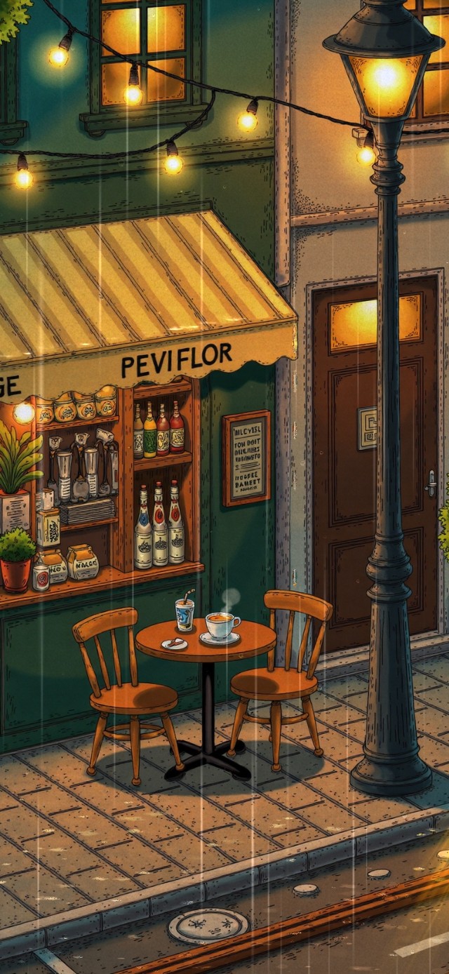 雨夜街道电车治愈桌面