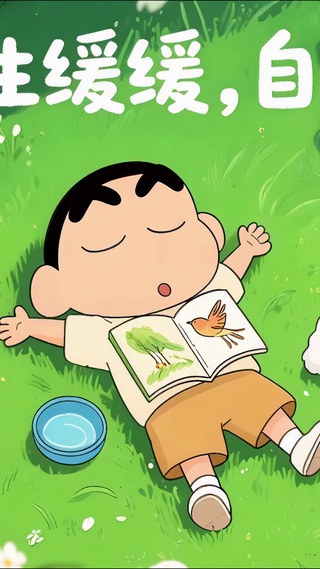 草地熟睡小新